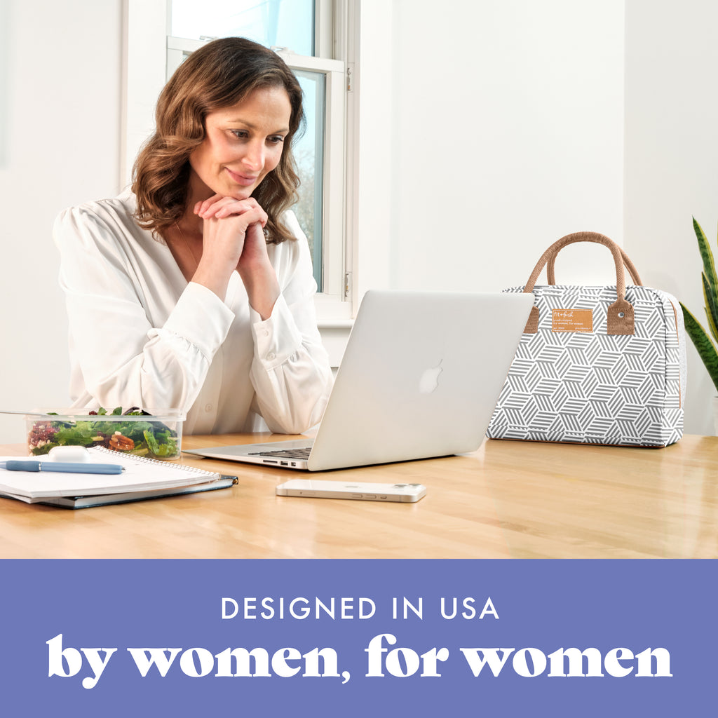 Bloomington Lunch Bag with Lunch Kit, Gray Seaport Geo