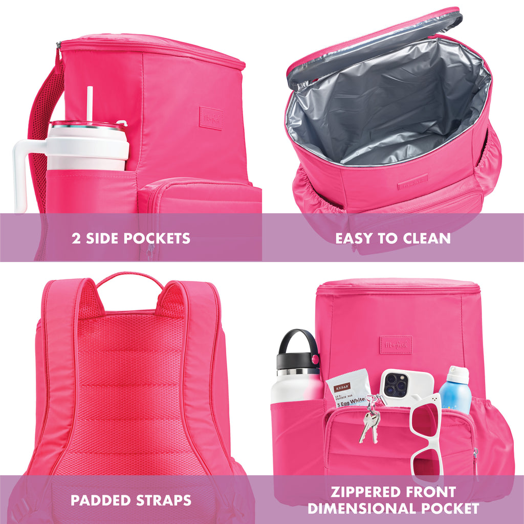 Izzy Backpack Cooler, Hot Pink