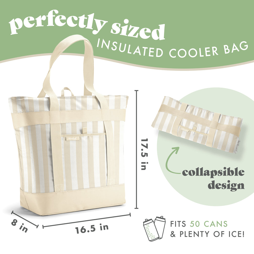 XL Insulated Cooler Tote Bag, Pina Colada Cabana Stripe