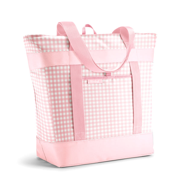XL Insulated Cooler Tote Bag, Pink Gingham