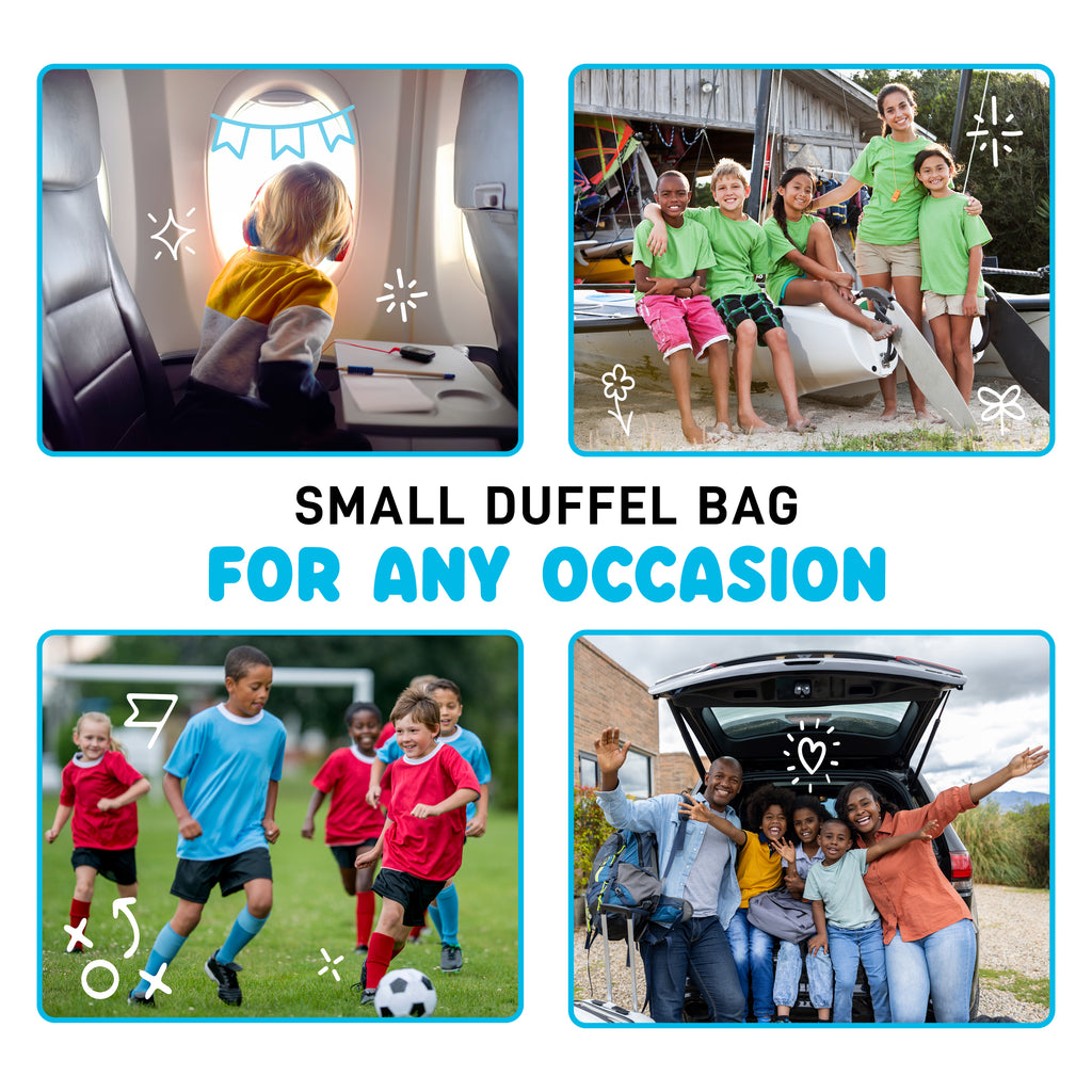 Neoprene Kids Travel Duffel, Blue Green