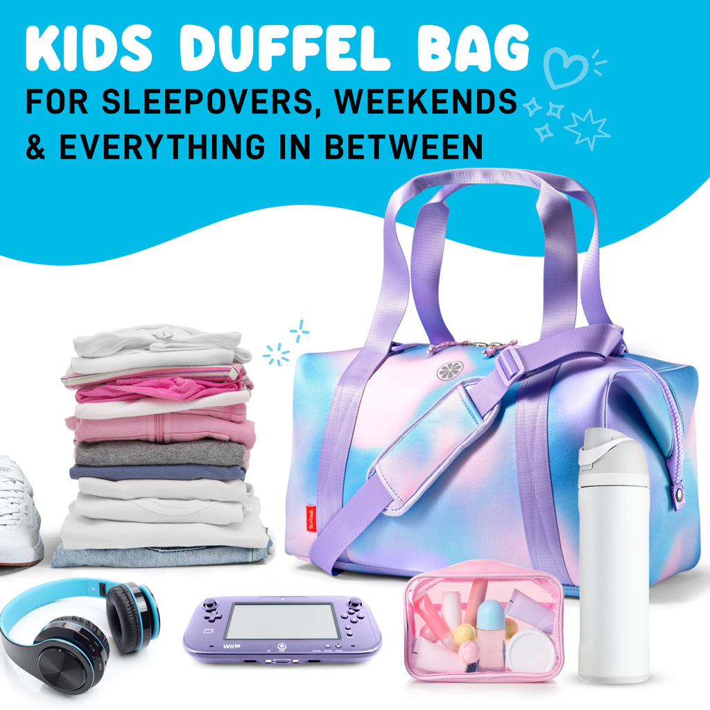 Neoprene Kids Travel Duffel, Pink Purple