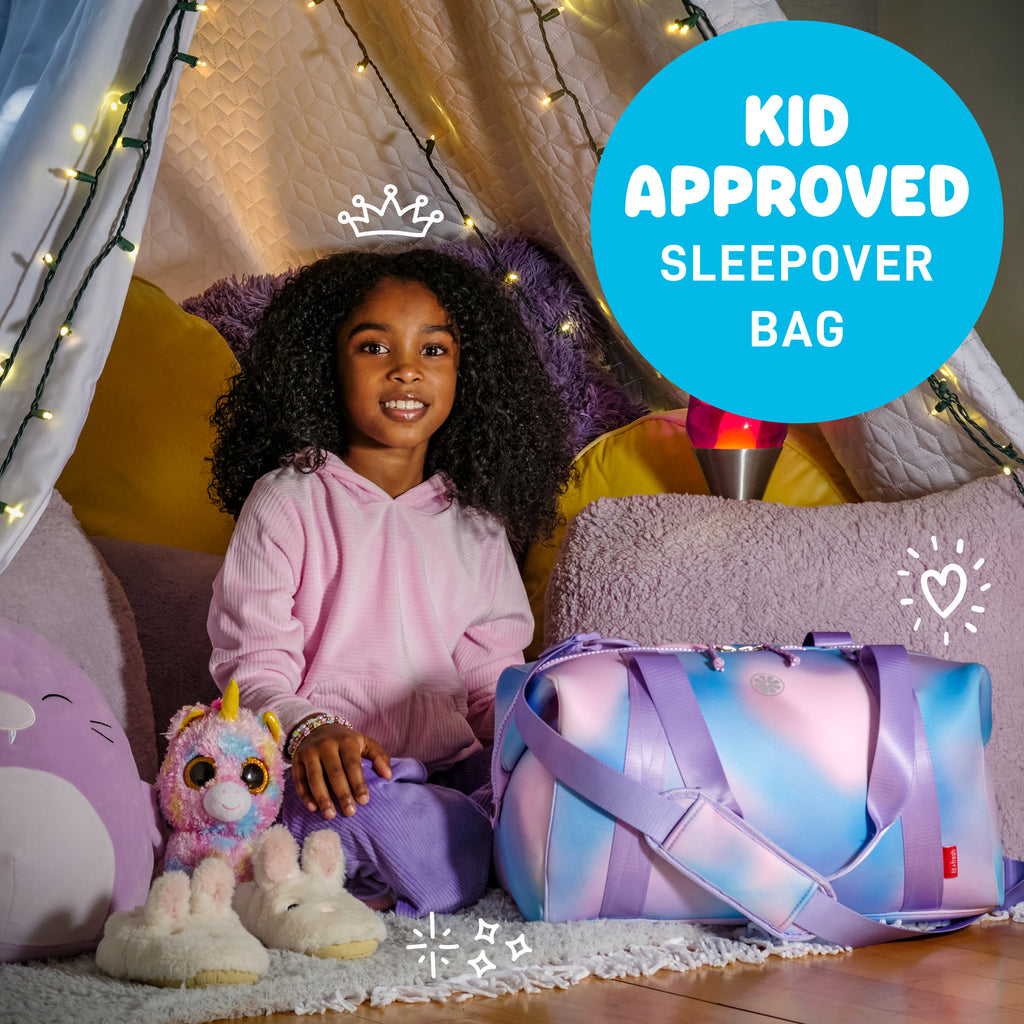 Neoprene Kids Travel Duffel, Pink Purple