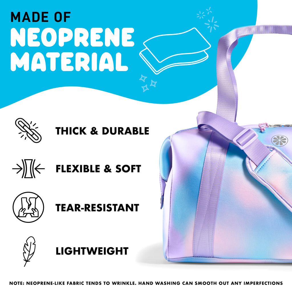Neoprene Kids Travel Duffel, Pink Purple