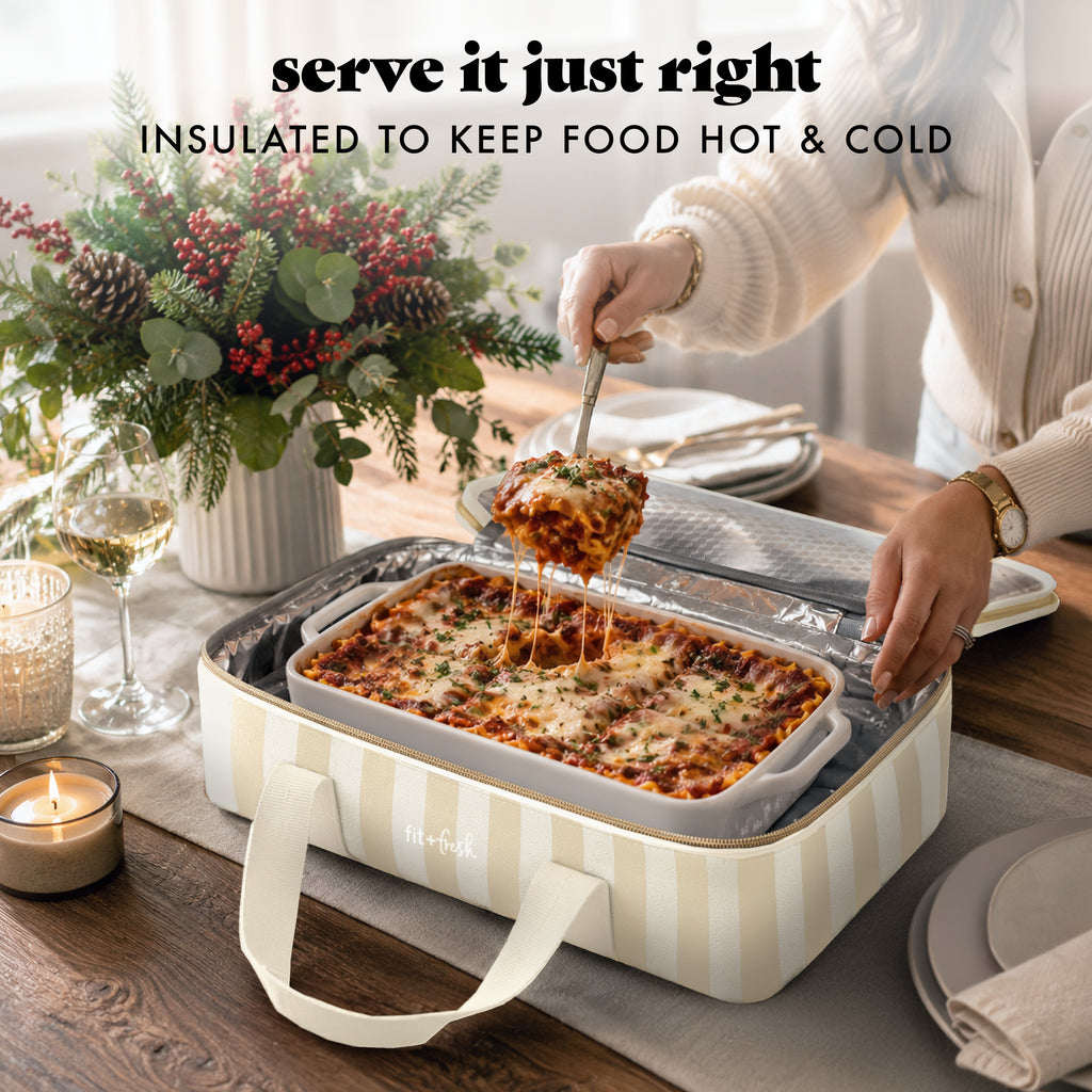 Insulated Double Decker Casserole Carrier, Pina Colada Cabana Stripe