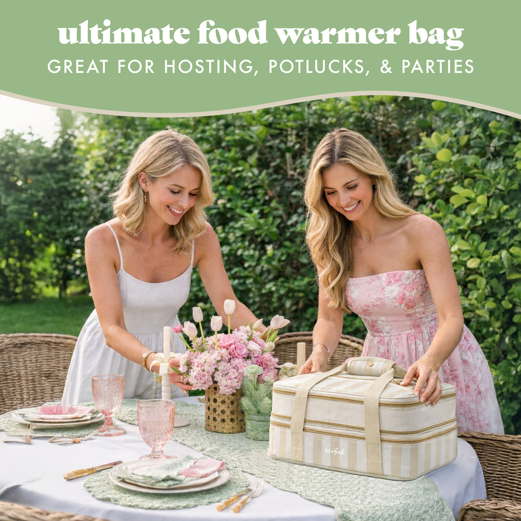 Insulated Double Decker Casserole Carrier, Pina Colada Cabana Stripe