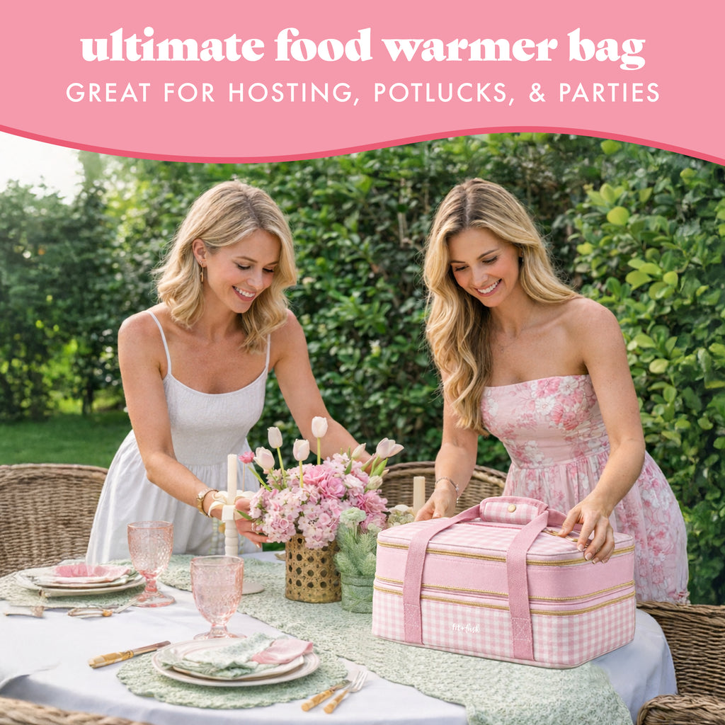 Insulated Double Decker Casserole Carrier, Pink Gingham