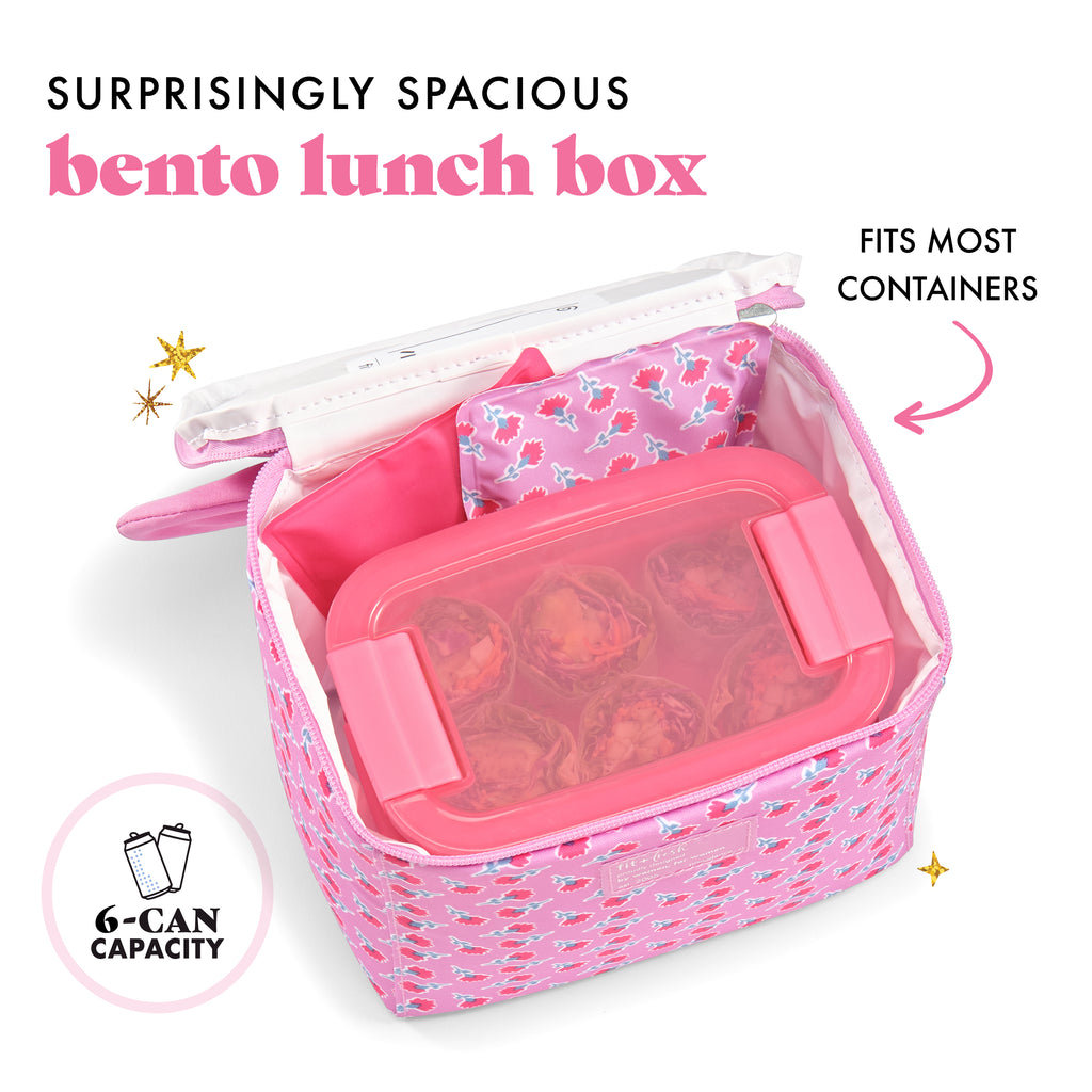 Luna Bow Kids Lunch Tote, Sweet Pink Block