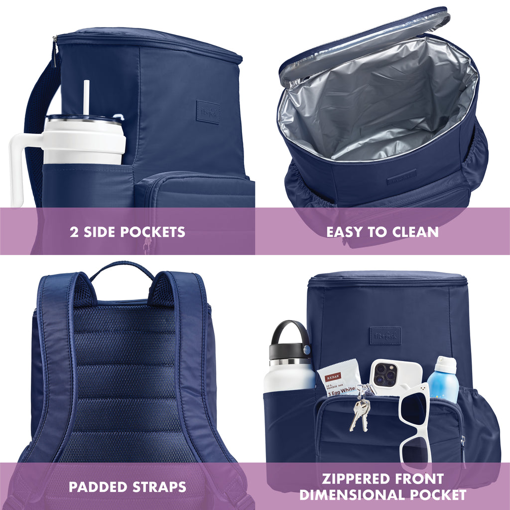 fit and fresh mini backpack Izzy 24-Can Backpack Cooler, Midnight Blue – Fit + Fresh Online Store