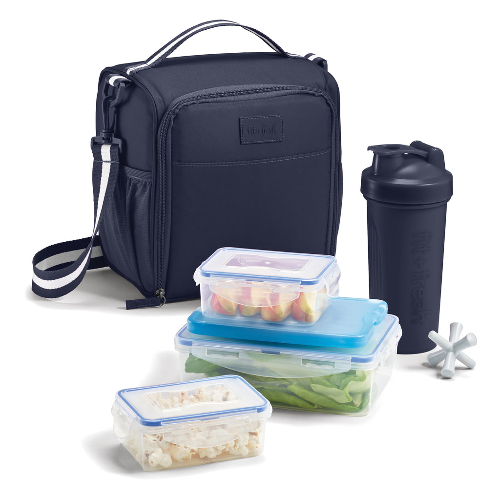 BREE Meal Prep Lunch Bag with Lunch Kit, Midnight Blue