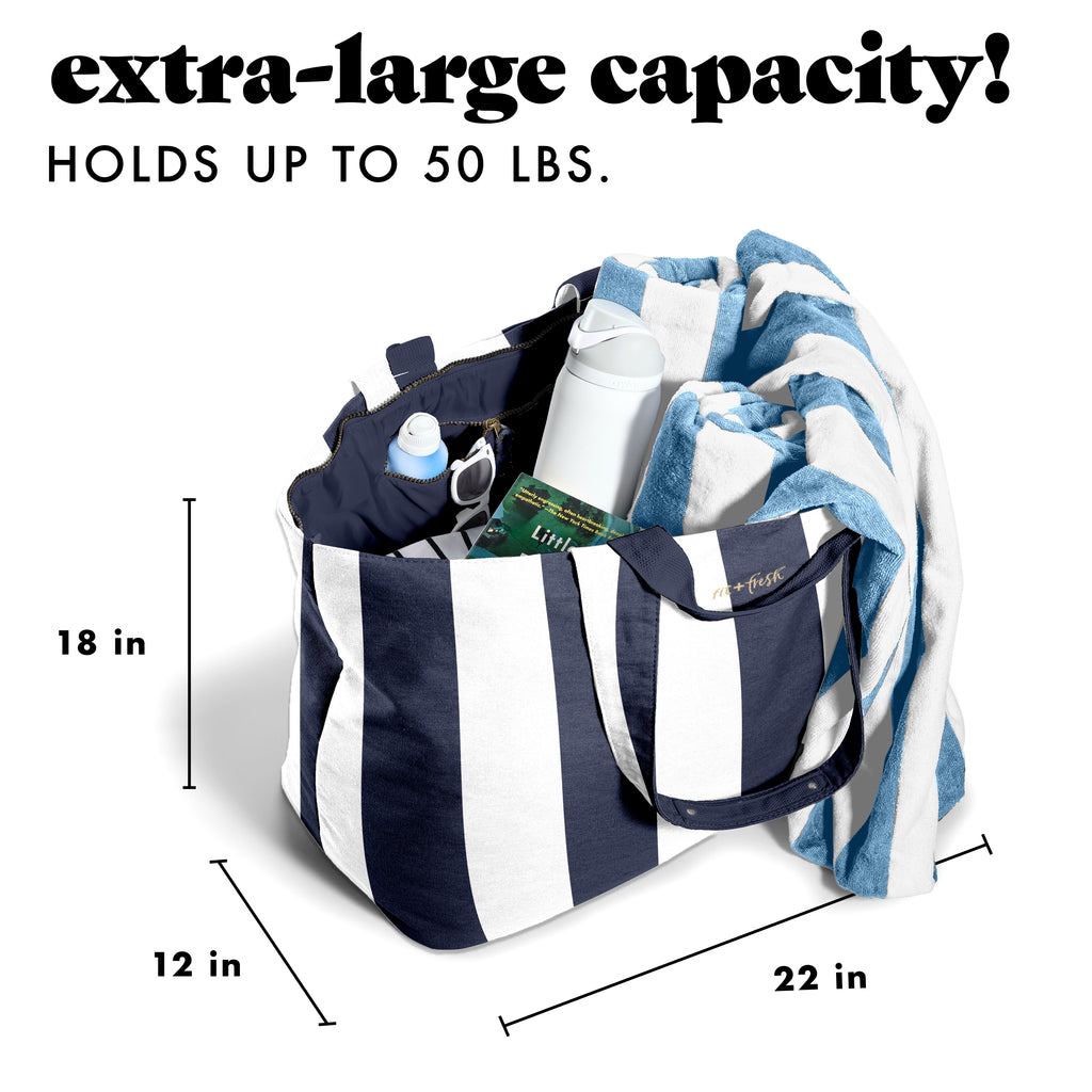 fit & fresh voyager travel commuter tote bag All The Things XL Travel Tote Bag, Navy Stripe – Fit + Fresh Online Store