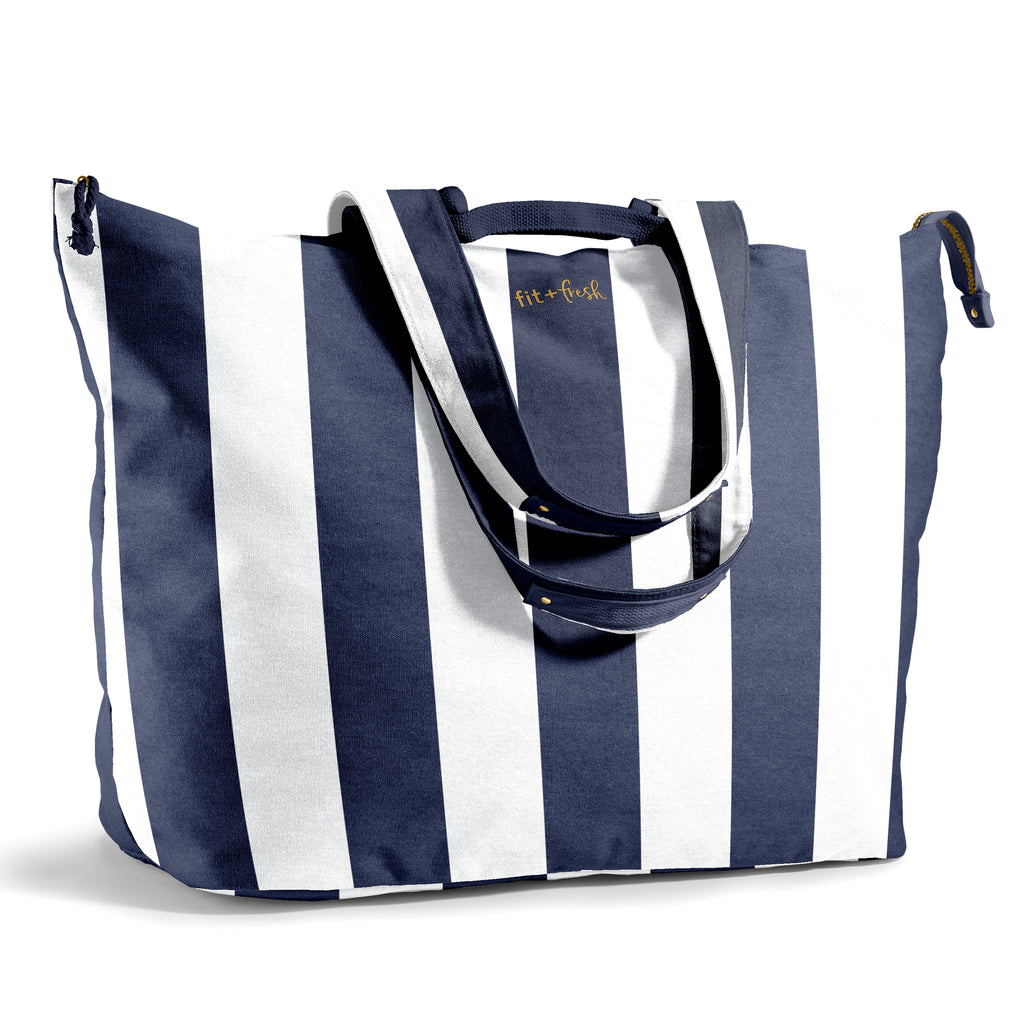 cheap large travel tote bags All The Things XL Travel Tote Bag, Navy Stripe – Fit + Fresh Online Store
