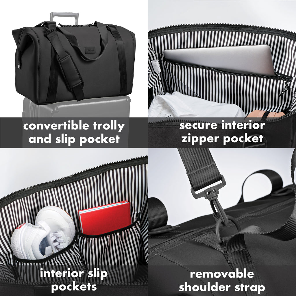 Neoprene Adult Travel Duffel, Black