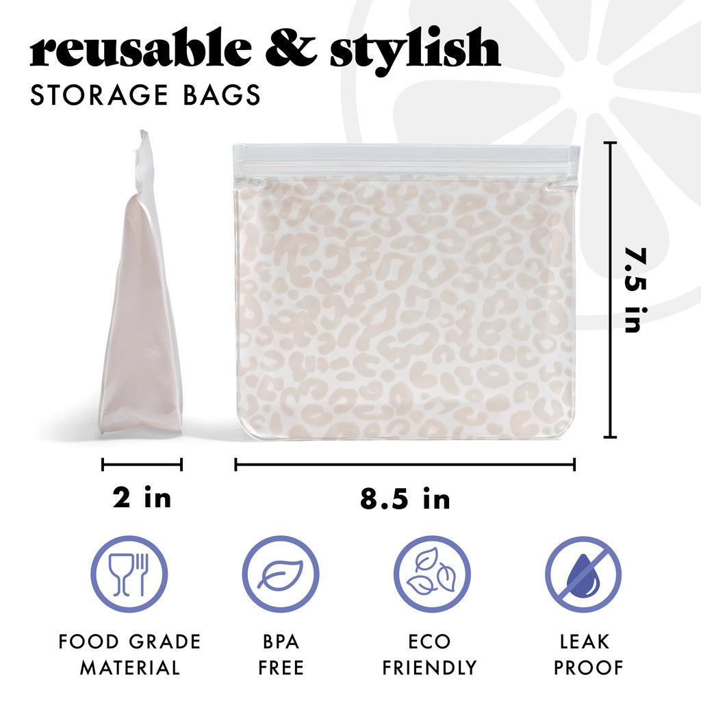 PEVA Reusable Storage Bags, Ivory Feline Fine