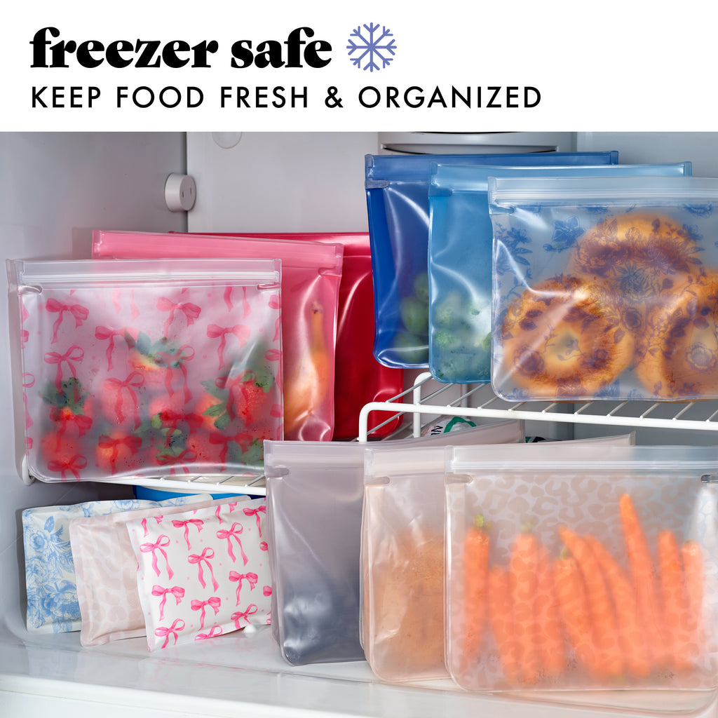 PEVA Reusable Storage Bags, Pink Bows