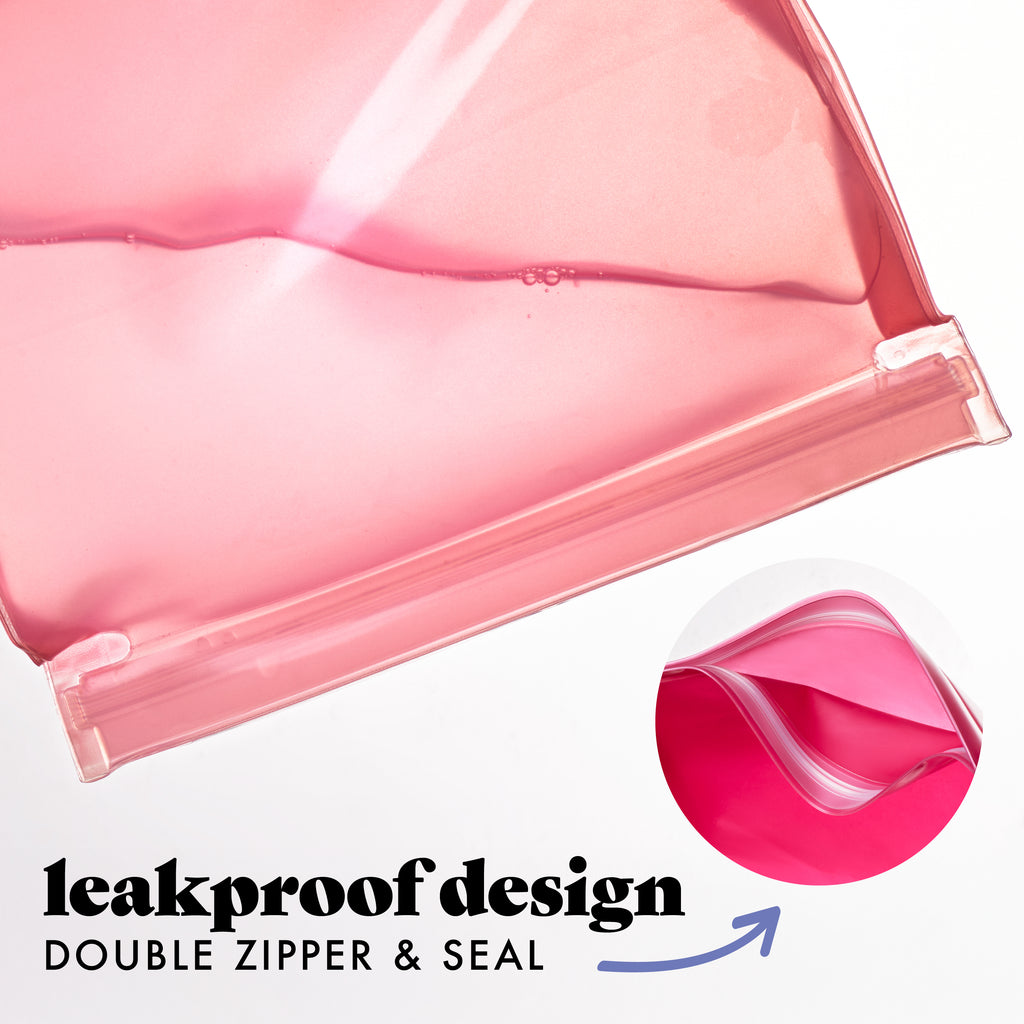 PEVA Reusable Storage Bags, Pink Bows