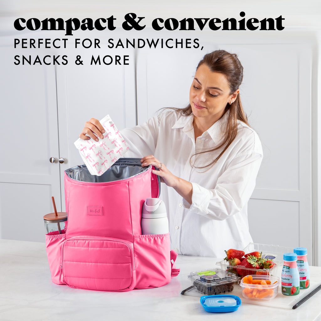 PEVA Reusable Storage Bags, Pink Bows