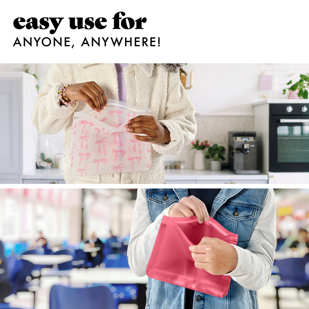 PEVA Reusable Storage Bags, Pink Bows