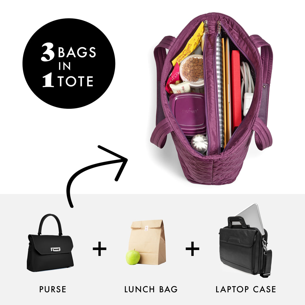 Metro Tote 2-in-1 Work Lunch Bag, Plum