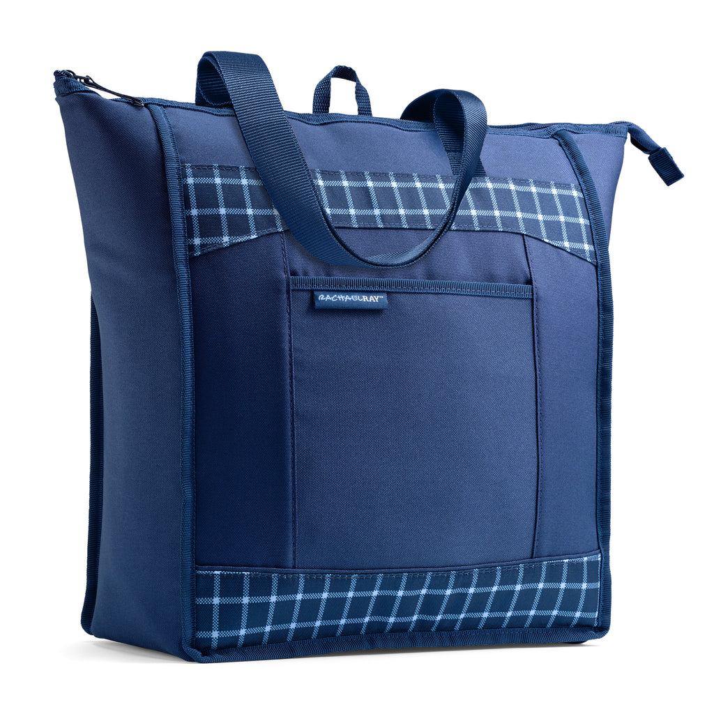 Rachael Ray ChillOut Cooler Tote Bag, Navy Gingham