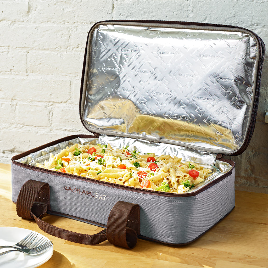 Rachael Ray Expandable Lasagna Lugger, Sea Salt Gray – Fit Fresh