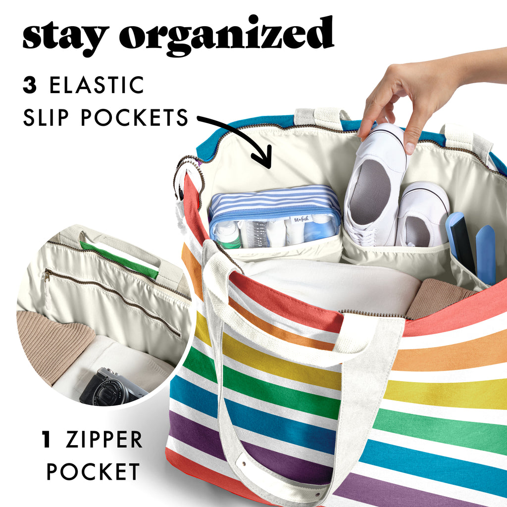 fit & fresh voyager travel commuter tote bag All The Things XL Travel Tote Bag, Colorful Stripe – Fit + Fresh Online Store
