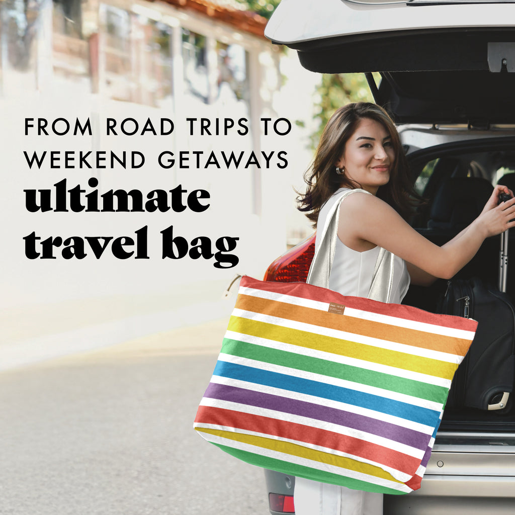 All The Things XL Travel Tote Bag, Colorful Stripe