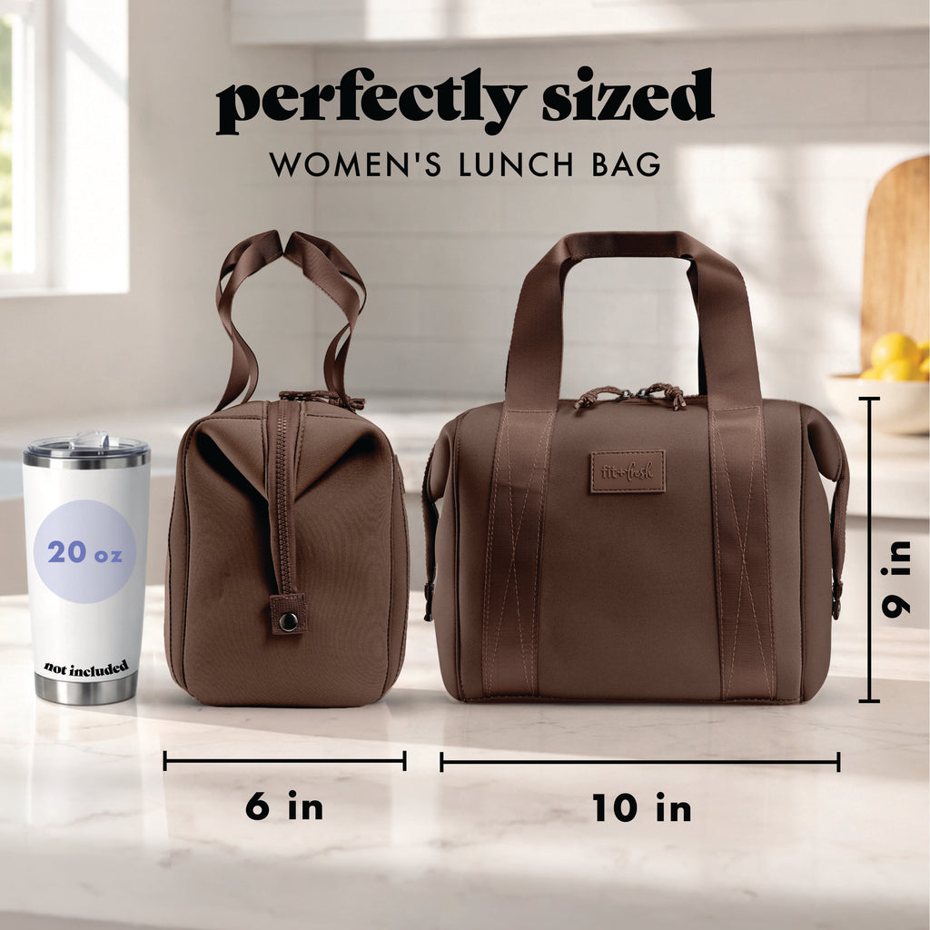 Remi Neoprene Lunch Bag with Lunch Kit, Dark Chocolate
