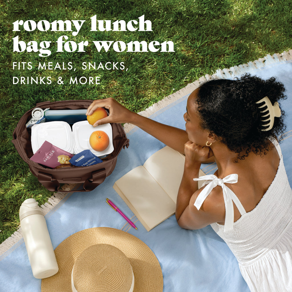 Remi Neoprene Lunch Bag with Lunch Kit, Dark Chocolate