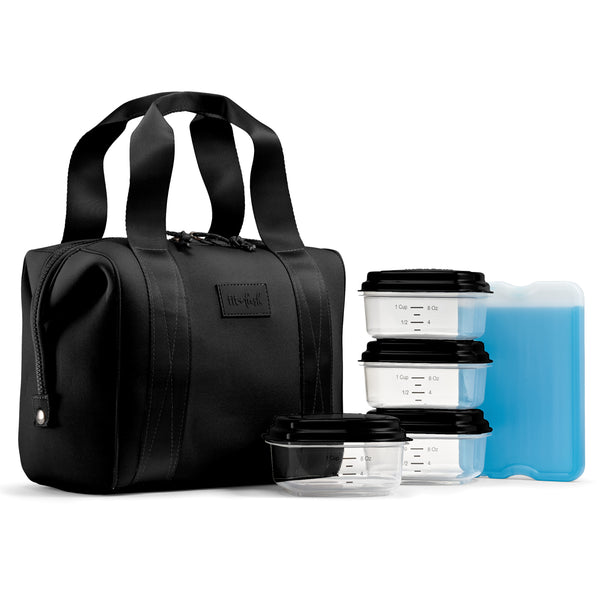 Remi Neoprene Lunch Bag with Lunch Kit, Black