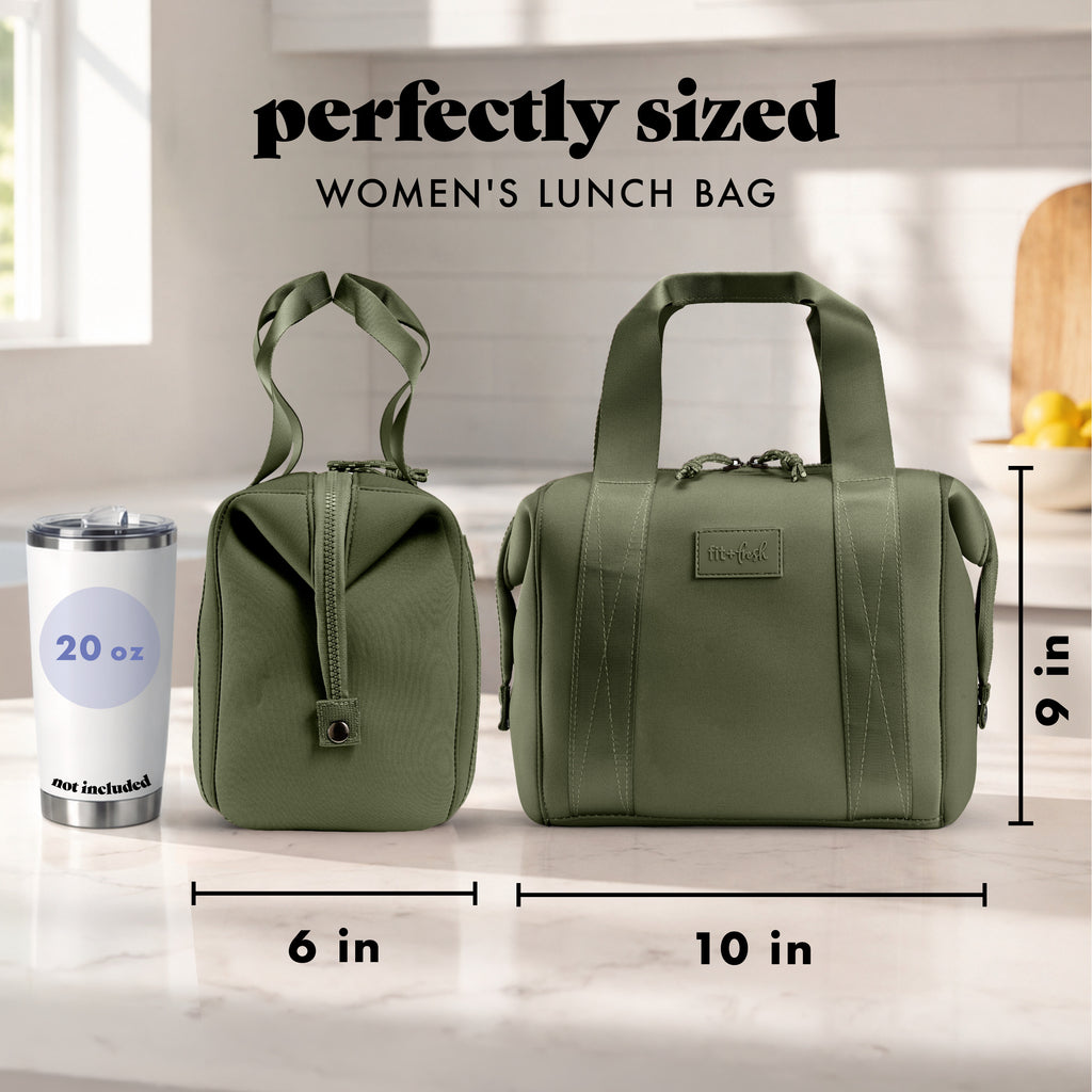 Remi Neoprene Lunch Bag with Lunch Kit, Olive