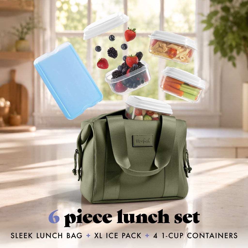 Remi Neoprene Lunch Bag with Lunch Kit, Olive
