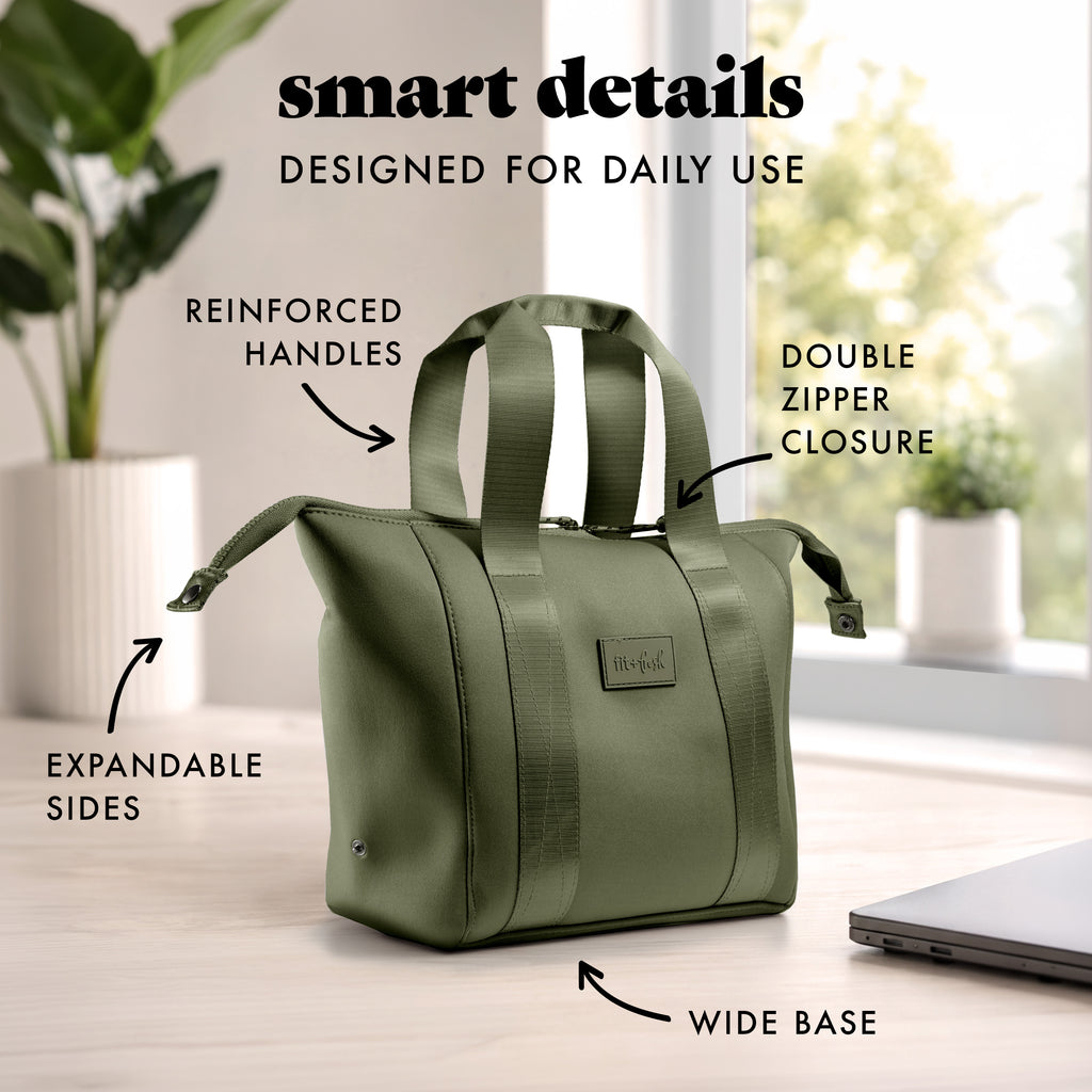 Remi Neoprene Lunch Bag with Lunch Kit, Olive