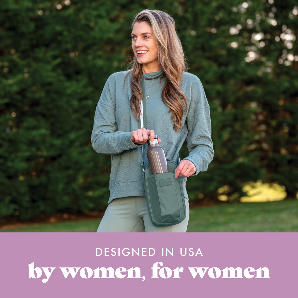 Nina Water Bottle Cooler Crossbody Bag, Sage