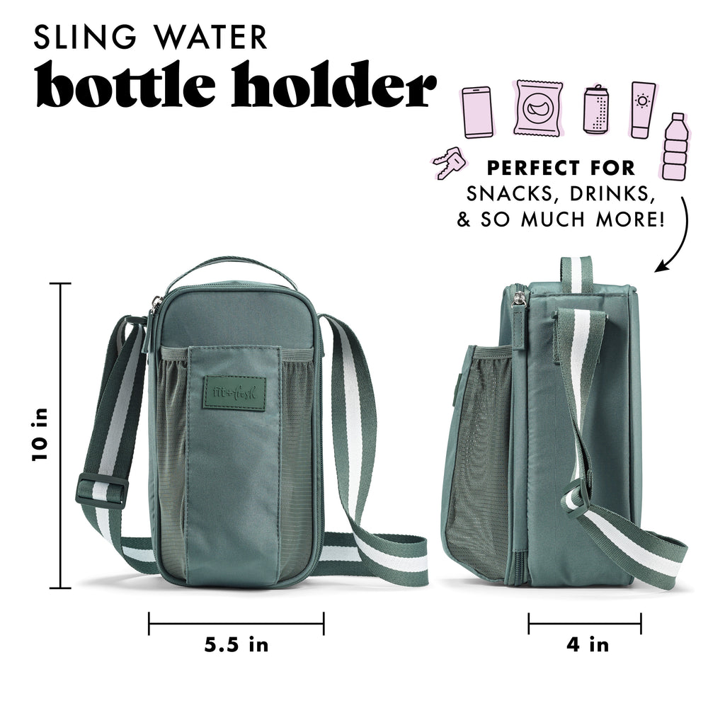 Nina Water Bottle Cooler Crossbody Bag, Sage