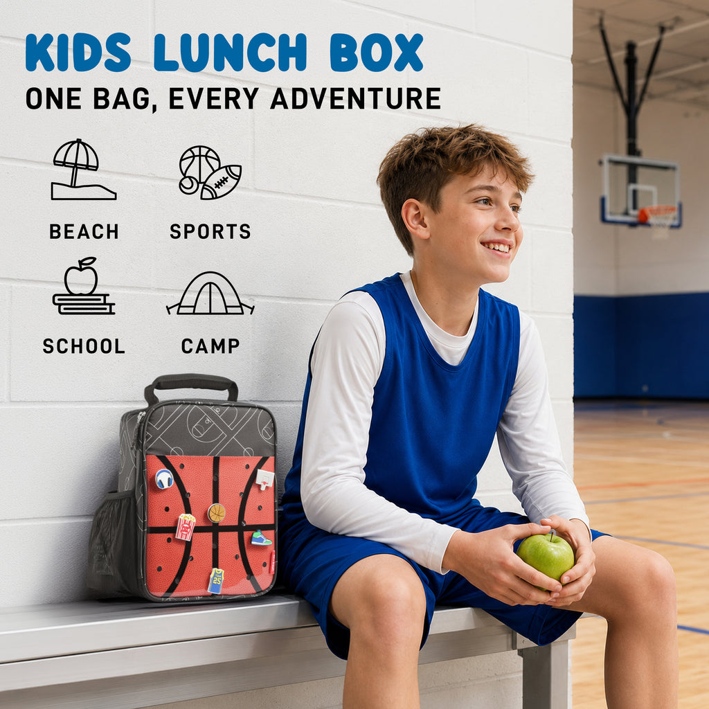 Charm Kids Lunch Bag with 6 Charms, Basketball