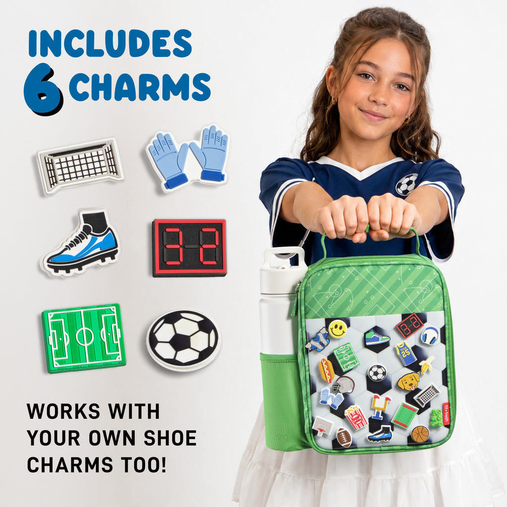 Charm Kids Lunch Bag with 6 Charms, Soccer
