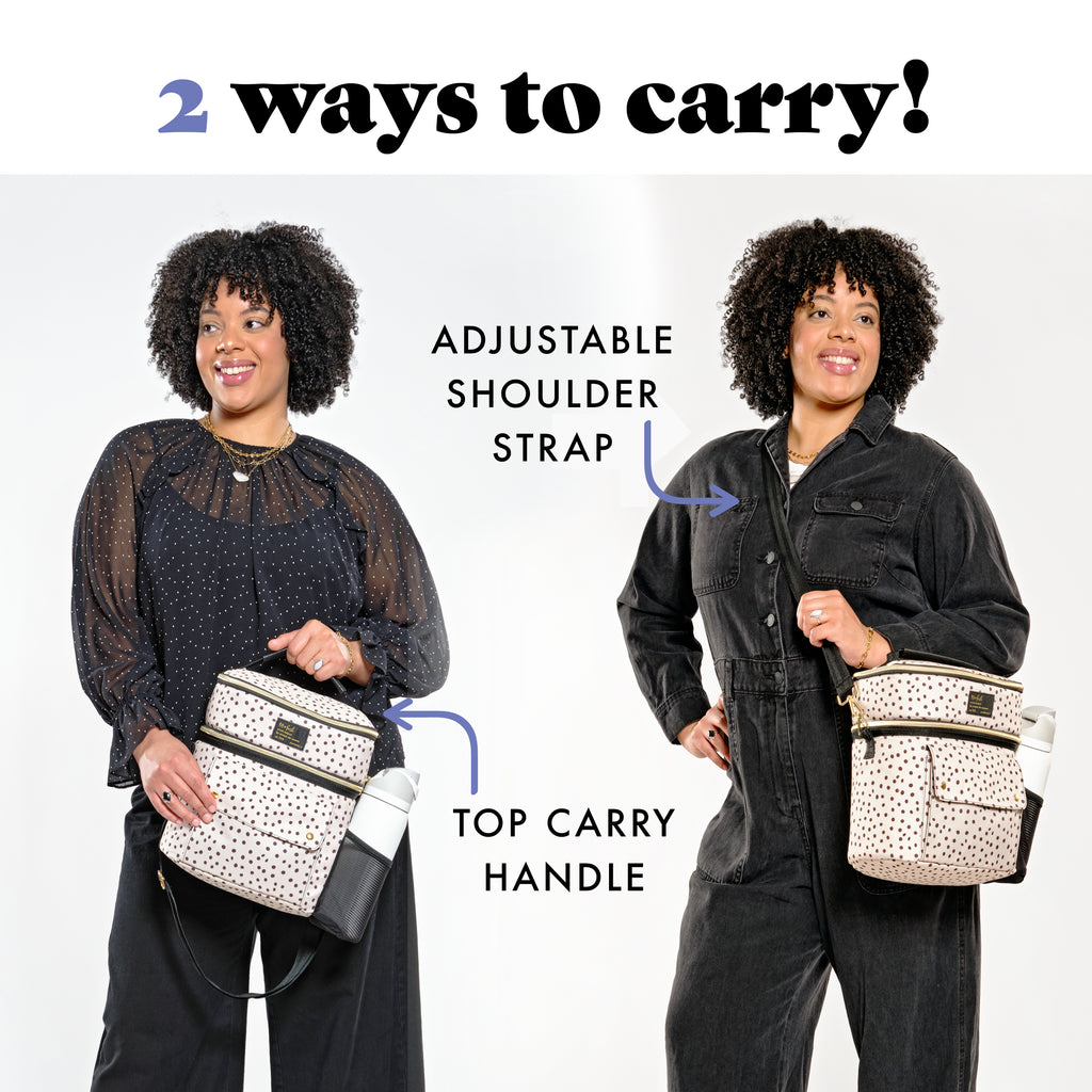 Westminster Dual Compartment Lunch Bag with Lunch Kit, Birch & Charcoal Dot