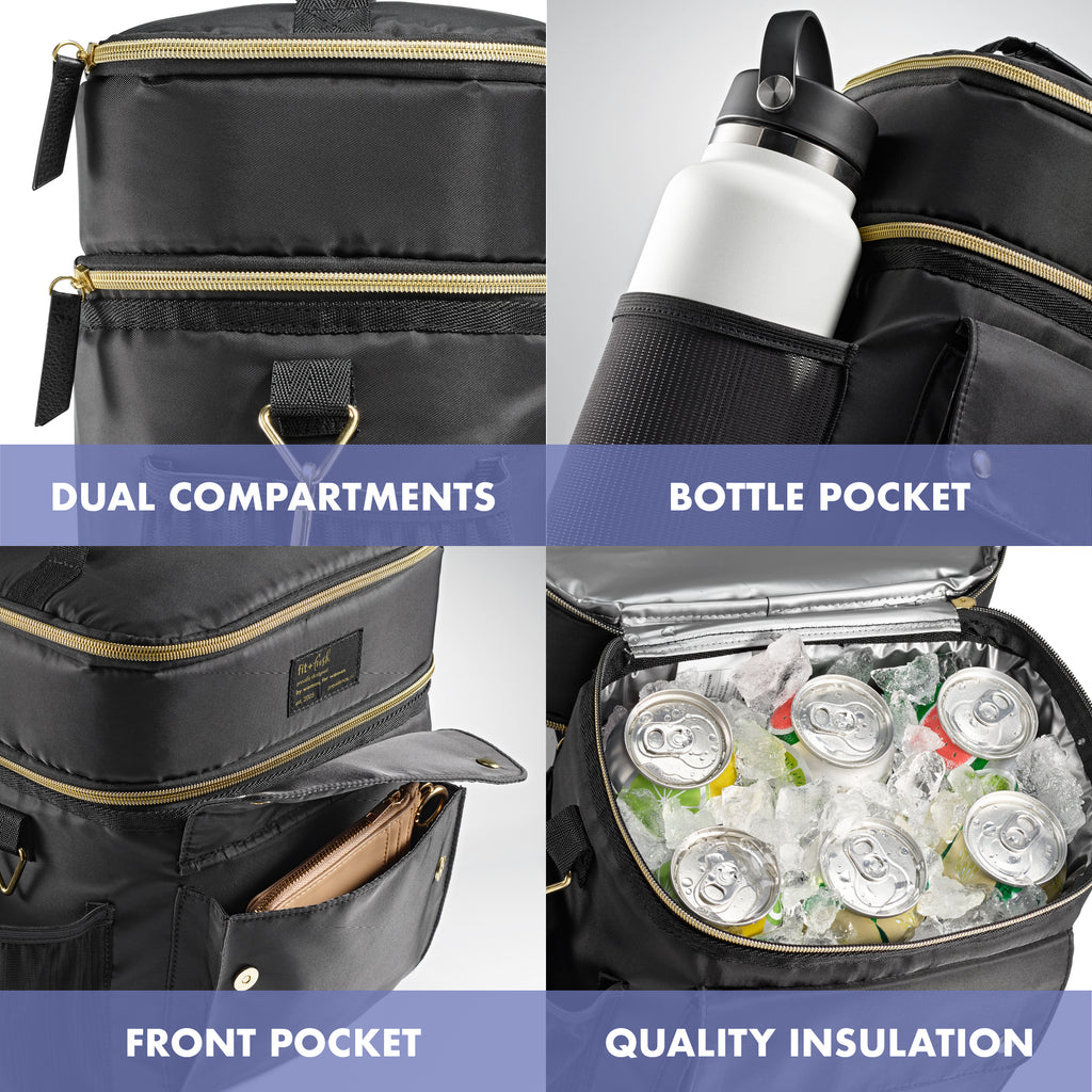 Westminster Dual Compartment Lunch Bag with Lunch Kit, Black