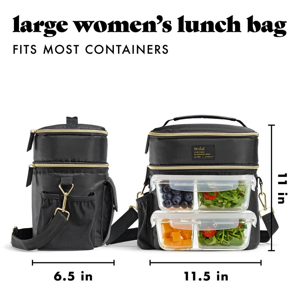 Westminster Dual Compartment Lunch Bag with Lunch Kit, Black