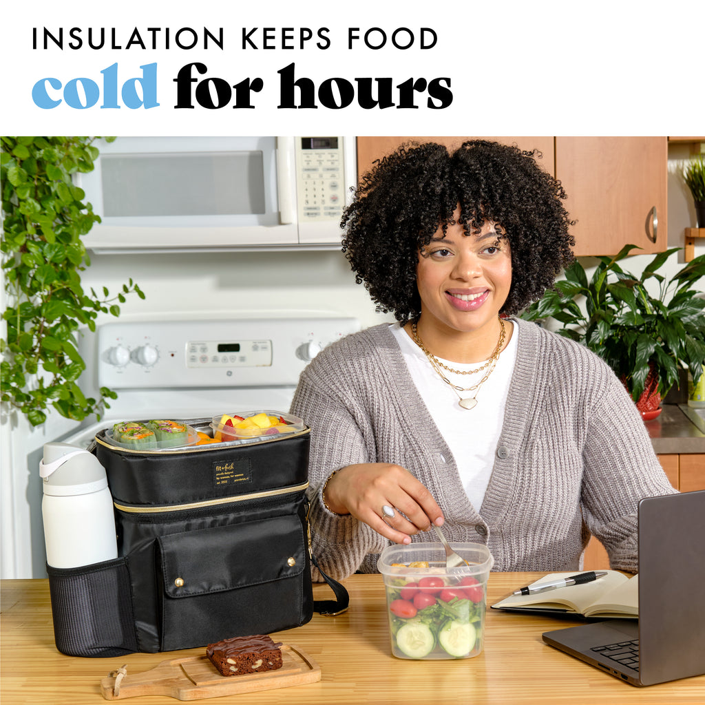 Westminster Dual Compartment Lunch Bag with Lunch Kit, Black