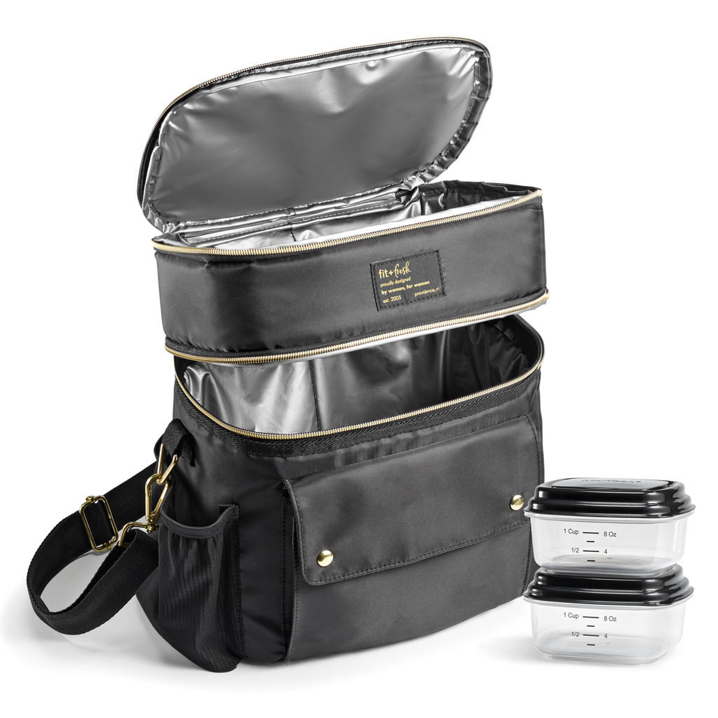 Westminster Dual Compartment Lunch Bag with Lunch Kit, Black