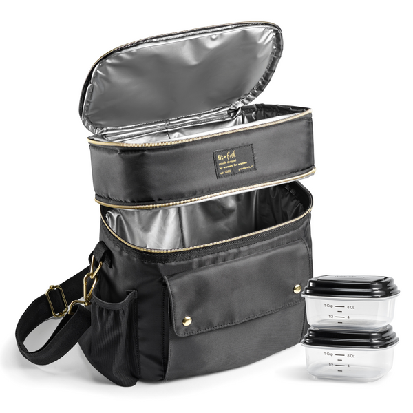 Westminster Dual Compartment Lunch Bag with Lunch Kit, Black
