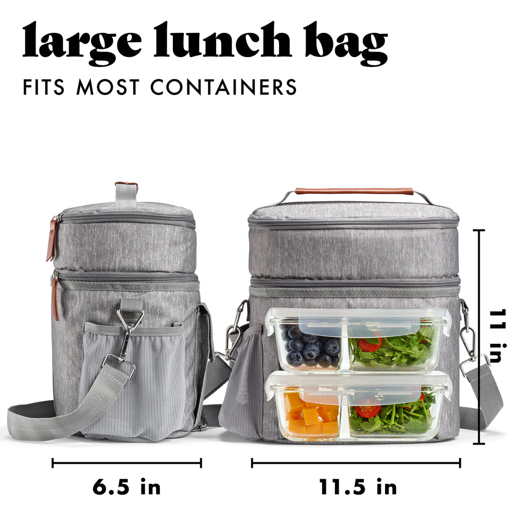 Westminster Dual Compartment Lunch Bag with Lunch Kit, Steel