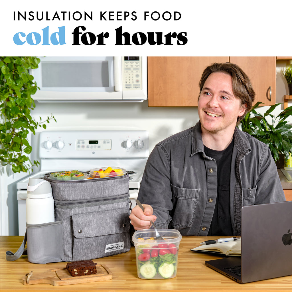 Westminster Dual Compartment Lunch Bag with Lunch Kit, Steel