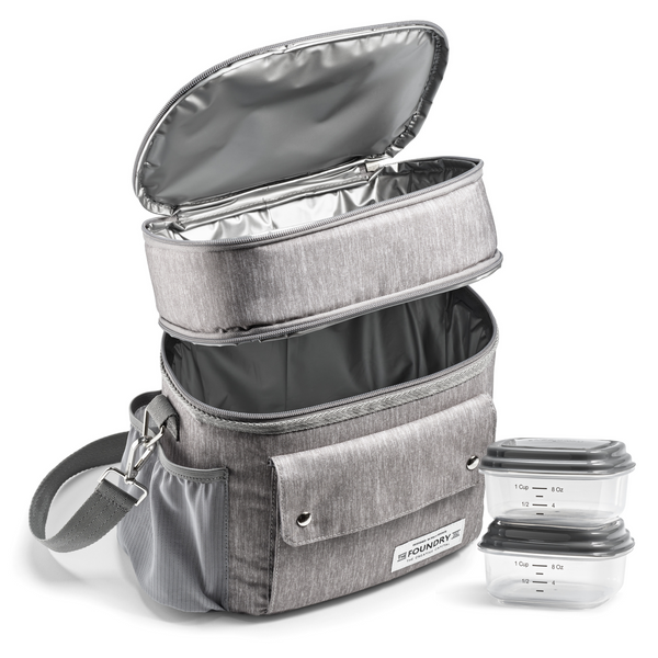 Westminster Dual Compartment Lunch Bag with Lunch Kit, Steel