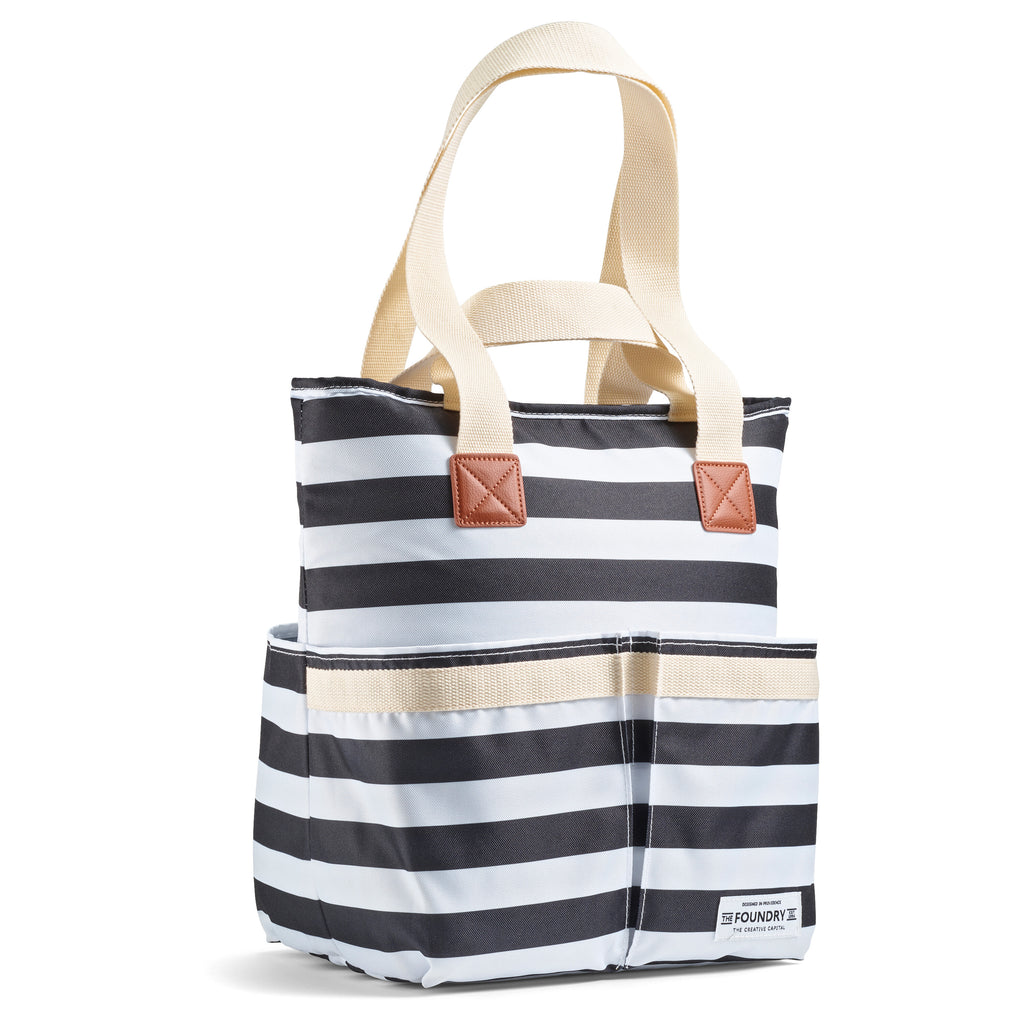 Wine Cooler Tote, B&W Newport Stripe