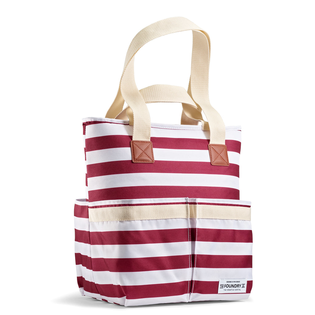 Wine Cooler Tote, Merlot Newport Stripe