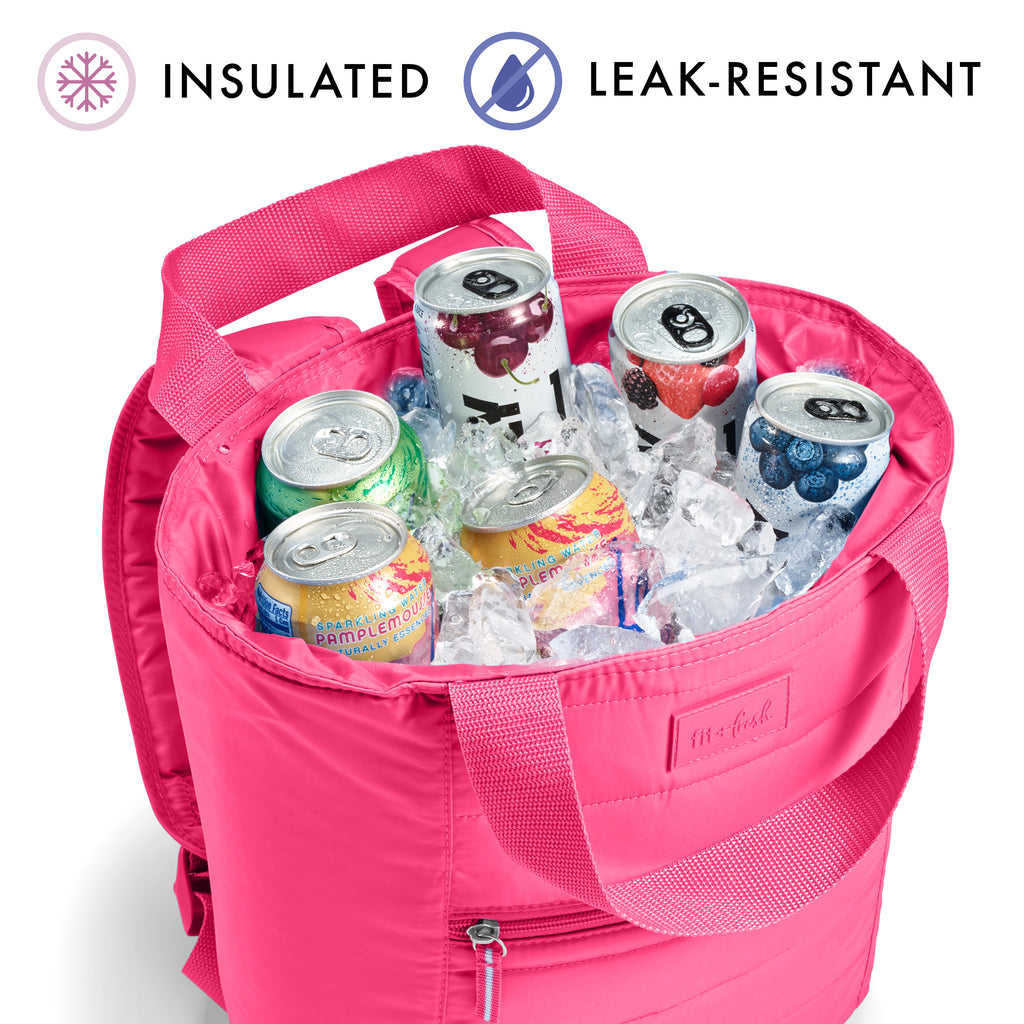 Mari 12-Can Backpack Cooler Tote, Hot Pink