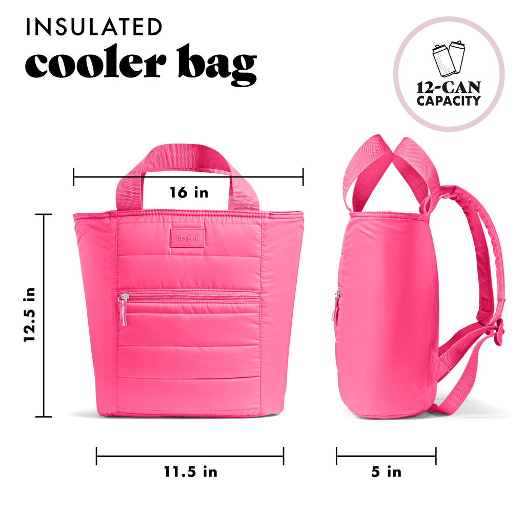Mari 12-Can Backpack Cooler Tote, Hot Pink